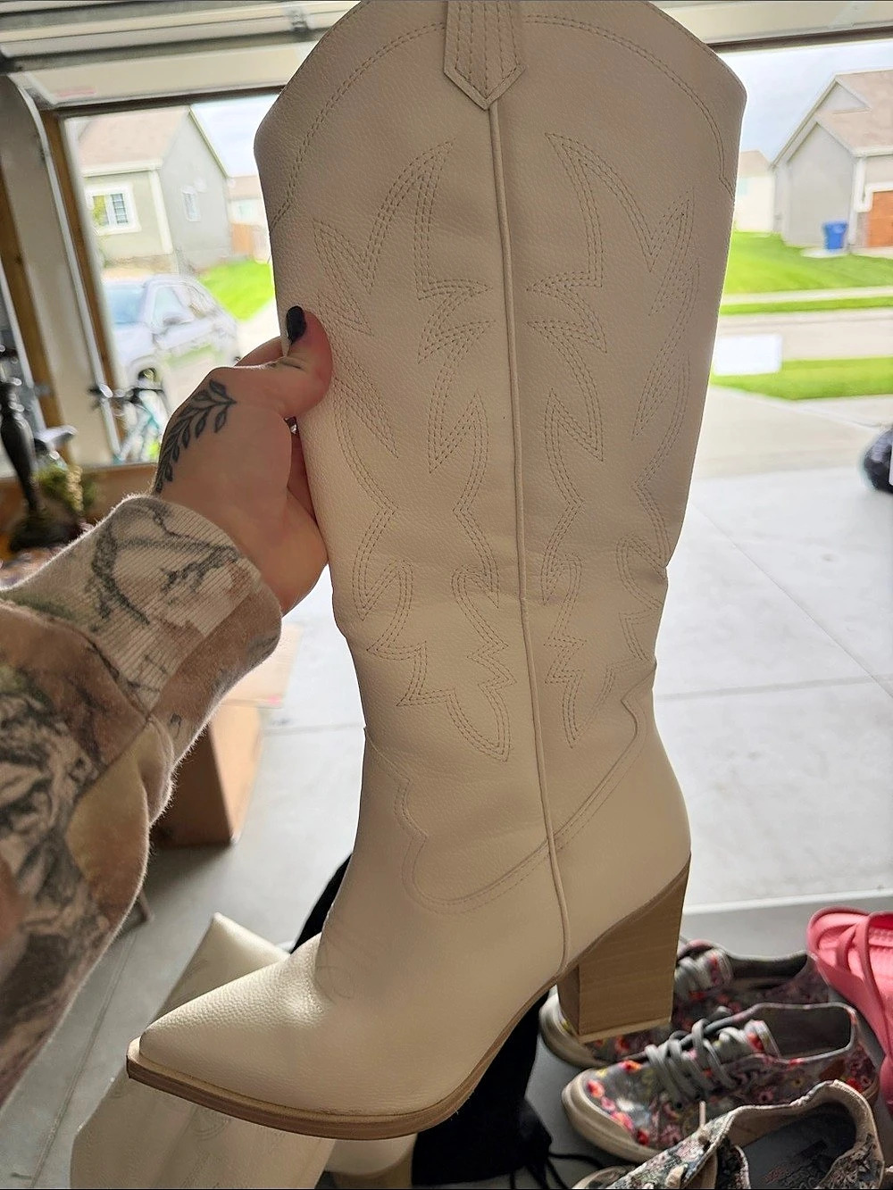 Altar'd State Kaitlynn Western Boot Western Over-the-Knee Boots Cream US 9 Like